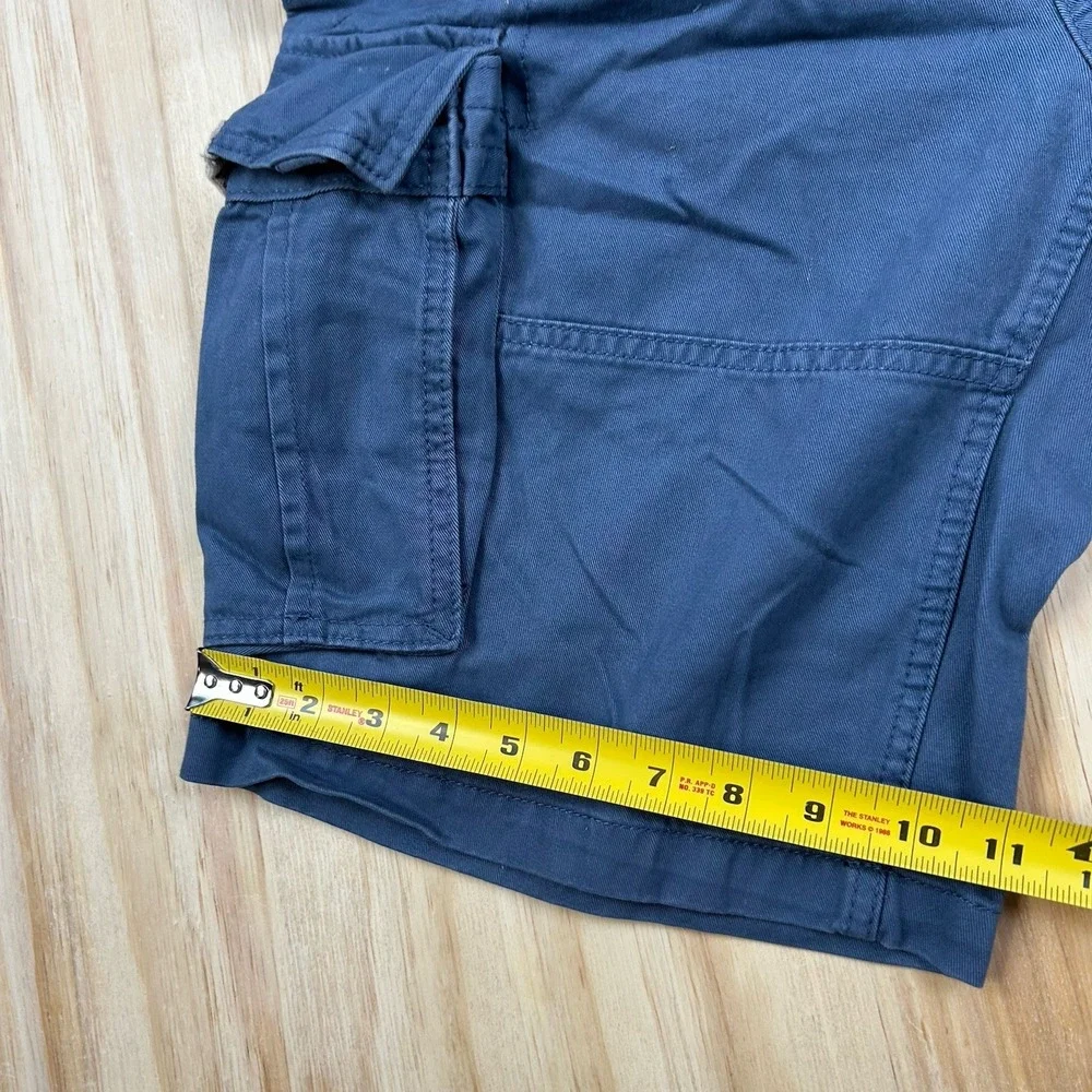 Nautica NEW Navy Blue 100% Cotton Baggy Cargo Twill‎ Shorts with Gray Belt 32